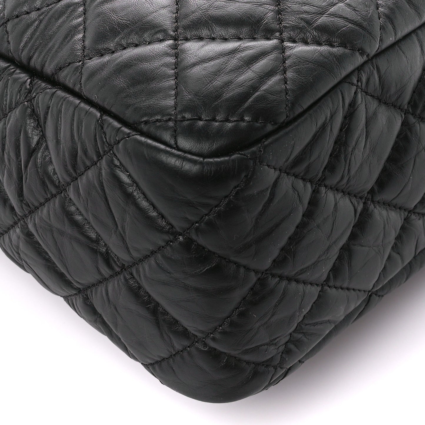 Aged Calfskin Quilted Large Reissue Camera Case Black