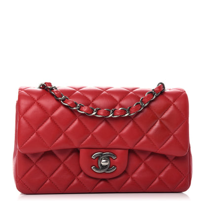 Chanel Lambskin Quilted Mini Rectangular Flap Red 1 of 10