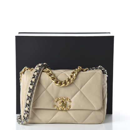 Chanel Lambskin Quilted Medium 19 Flap Light Beige 11 of 11