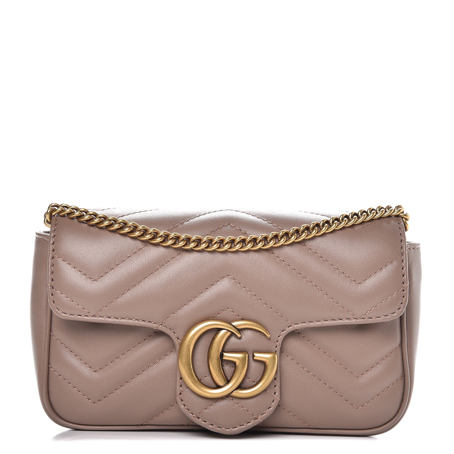 Gucci Calfskin Matelasse Super Mini GG Marmont Shoulder Bag Porcelain Rose 1 of 8