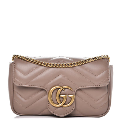 Gucci Calfskin Matelasse Super Mini GG Marmont Shoulder Bag Porcelain Rose 1 of 8