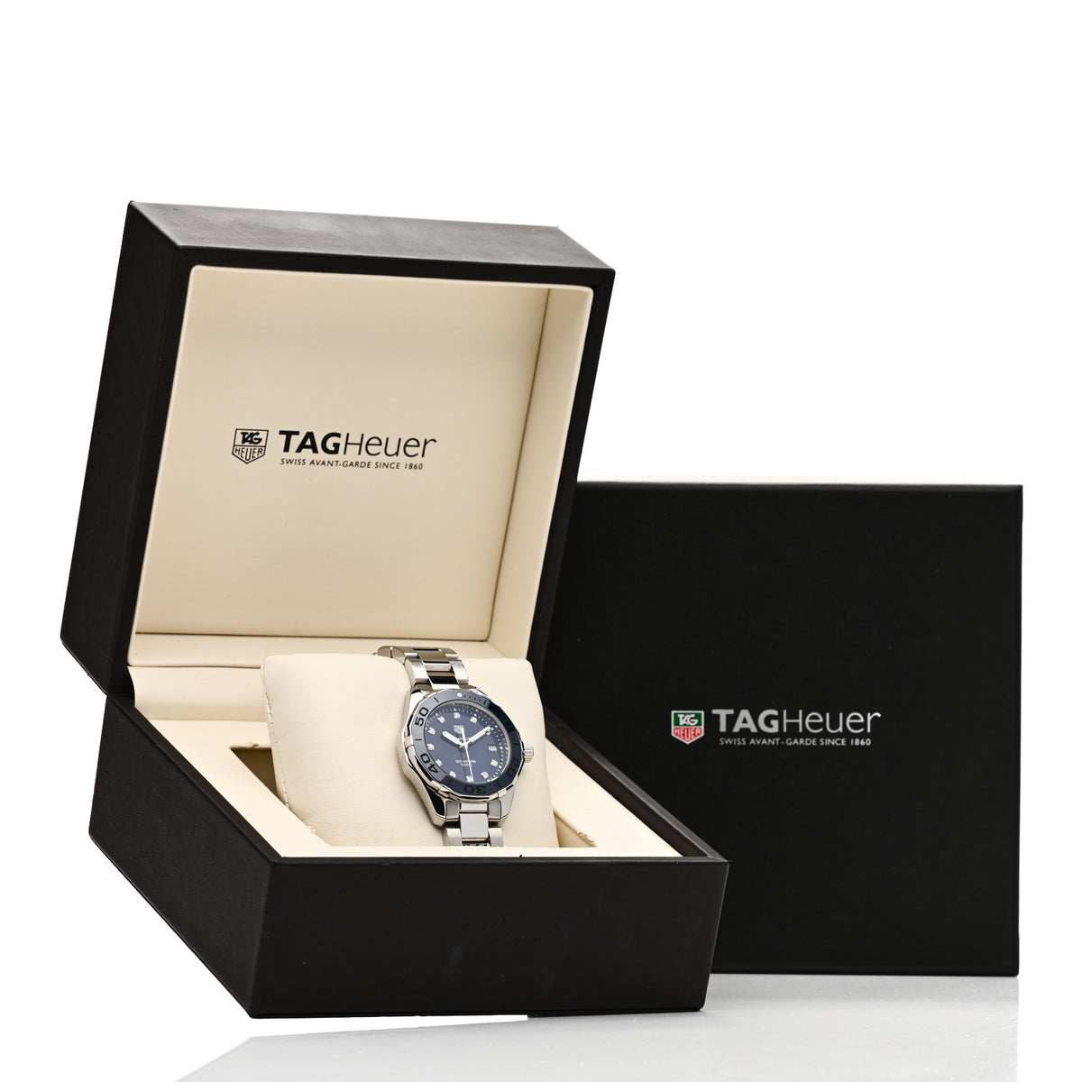 Stainless Steel Ceramic Diamond Blue Mother of Pearl 35mm Aquaracer Quartz Watch WAY131L