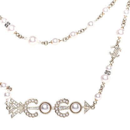 Chanel Pearl Crystal Queen of France Multi Strand Necklace Gold 5 of 7