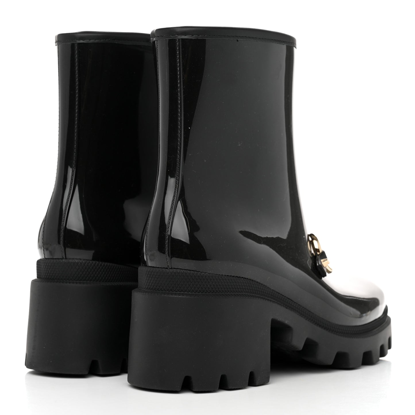 Rubber Womens Horsebit Ankle Boots 38 Black