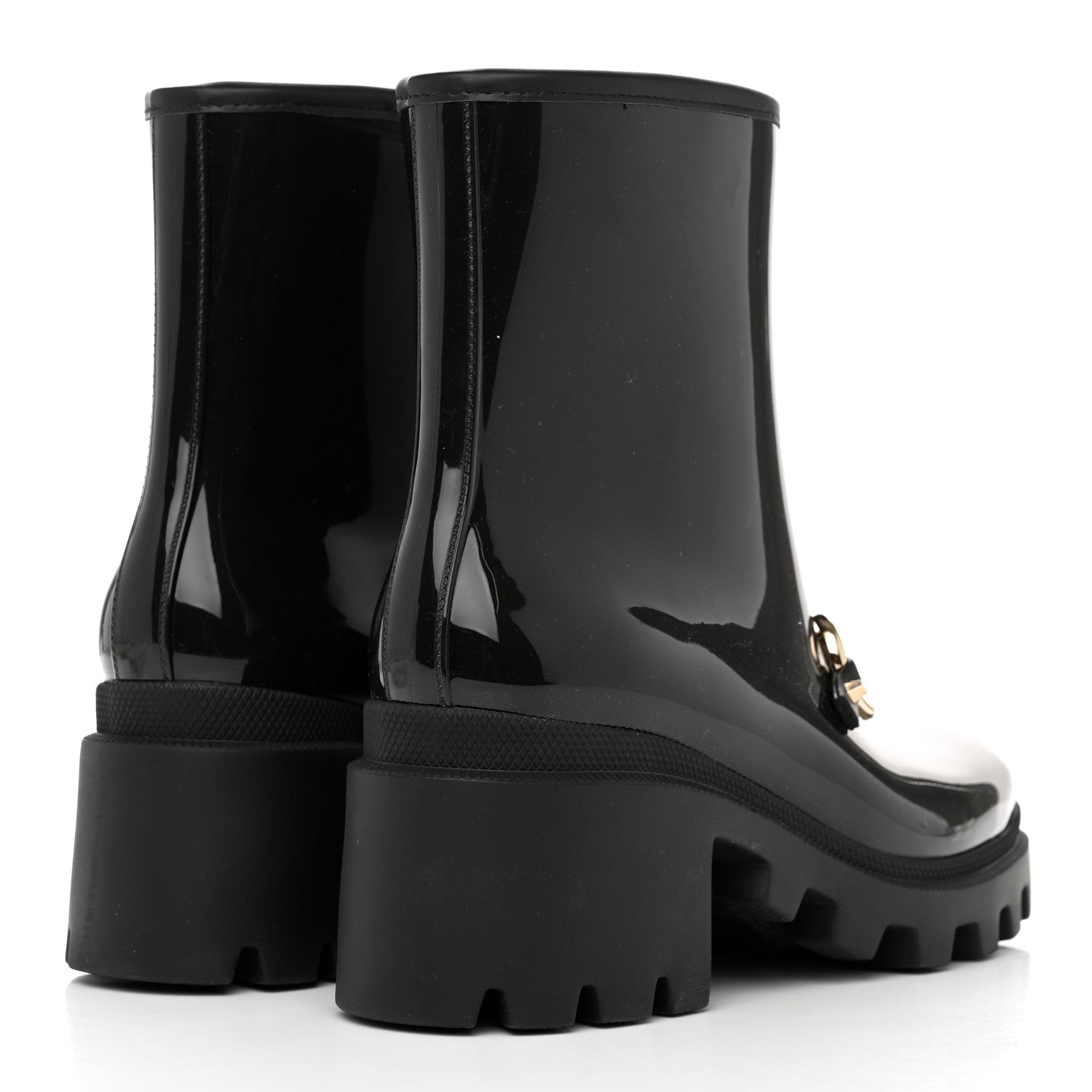 Gucci Rubber Womens Horsebit Ankle Boots 38 Black 4 of 8