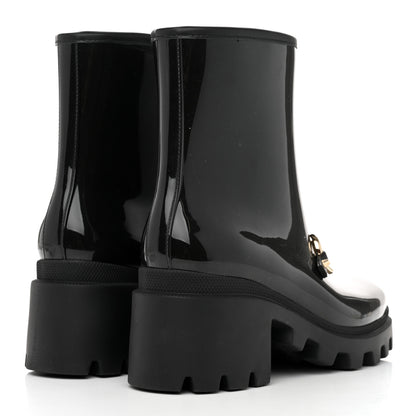 Gucci Rubber Womens Horsebit Ankle Boots 38 Black 4 of 8