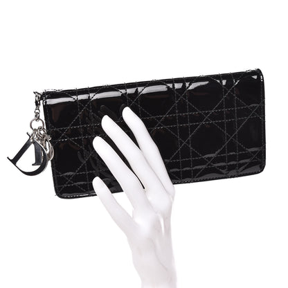 Christian Dior Patent Cannage Lady Dior Yen Wallet Black 2 of 14