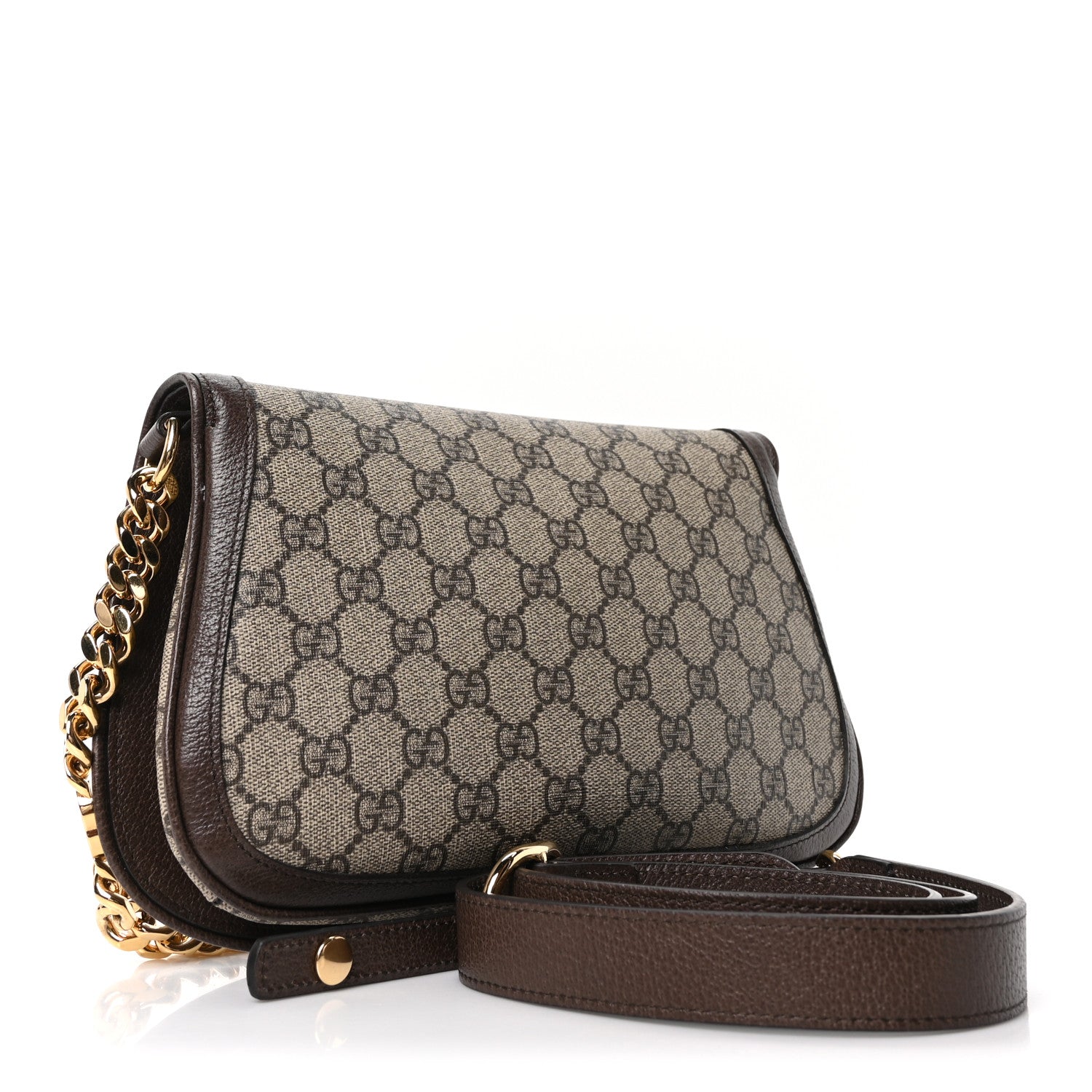 Gucci GG Supreme Monogram Textured Dollar Calfskin Blondie Chain Shoulder Flap Bag Beige Ebony New Acero 3 of 10