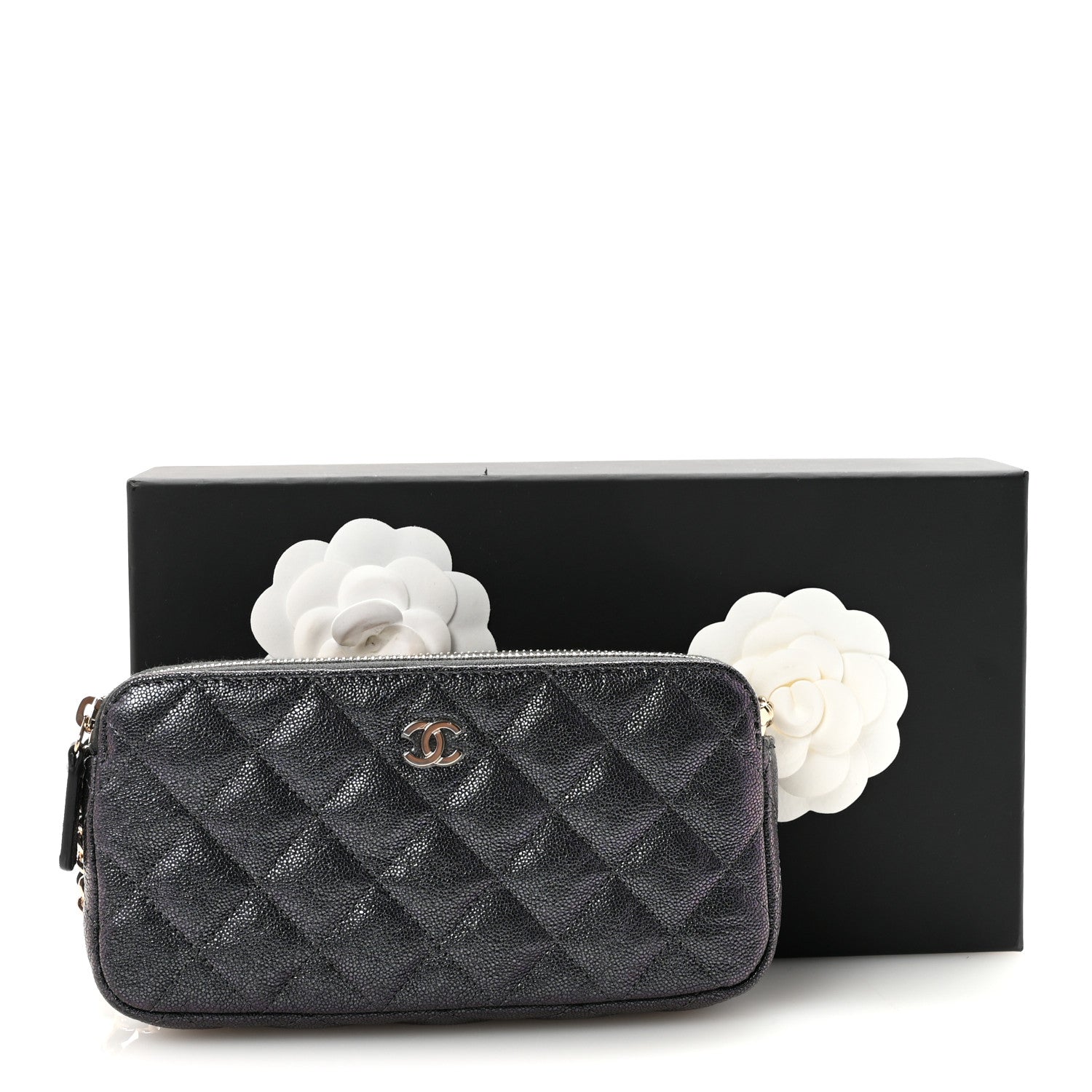 Chanel Iridescent Caviar Quilted Small Clutch With Chain Black 12 of 12