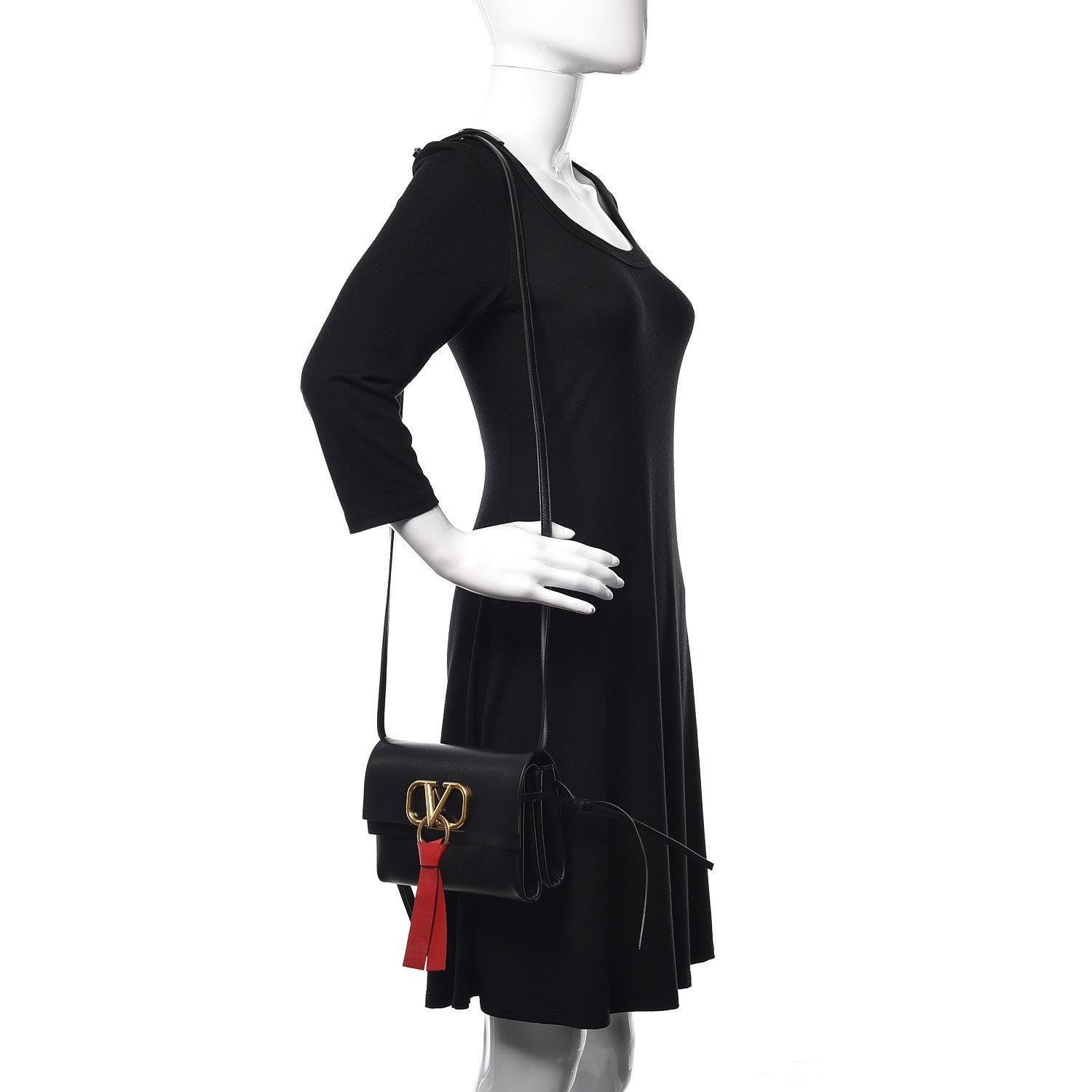 Valentino Garavani Calfskin Medium Vring Shoulder Bag Black 2 of 9