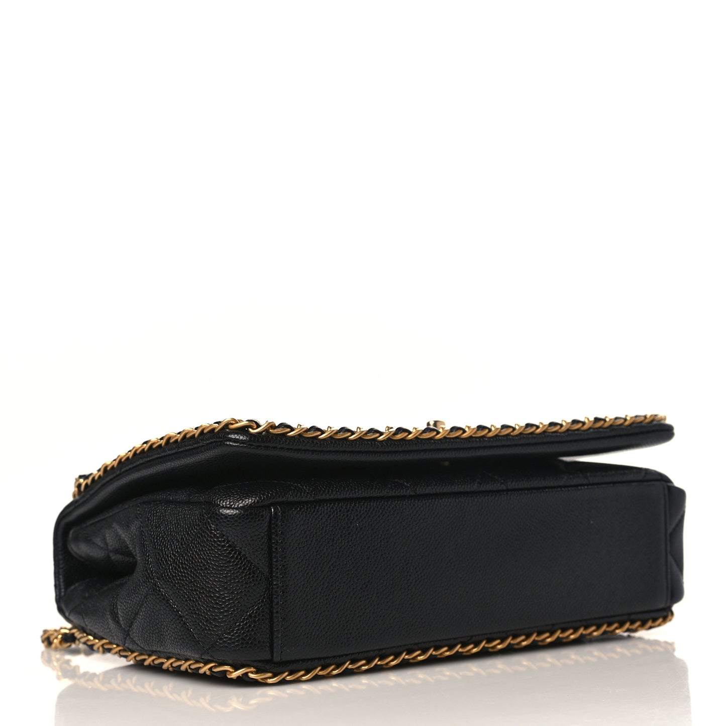 Caviar Quilted Never Ending Chain Flap Black