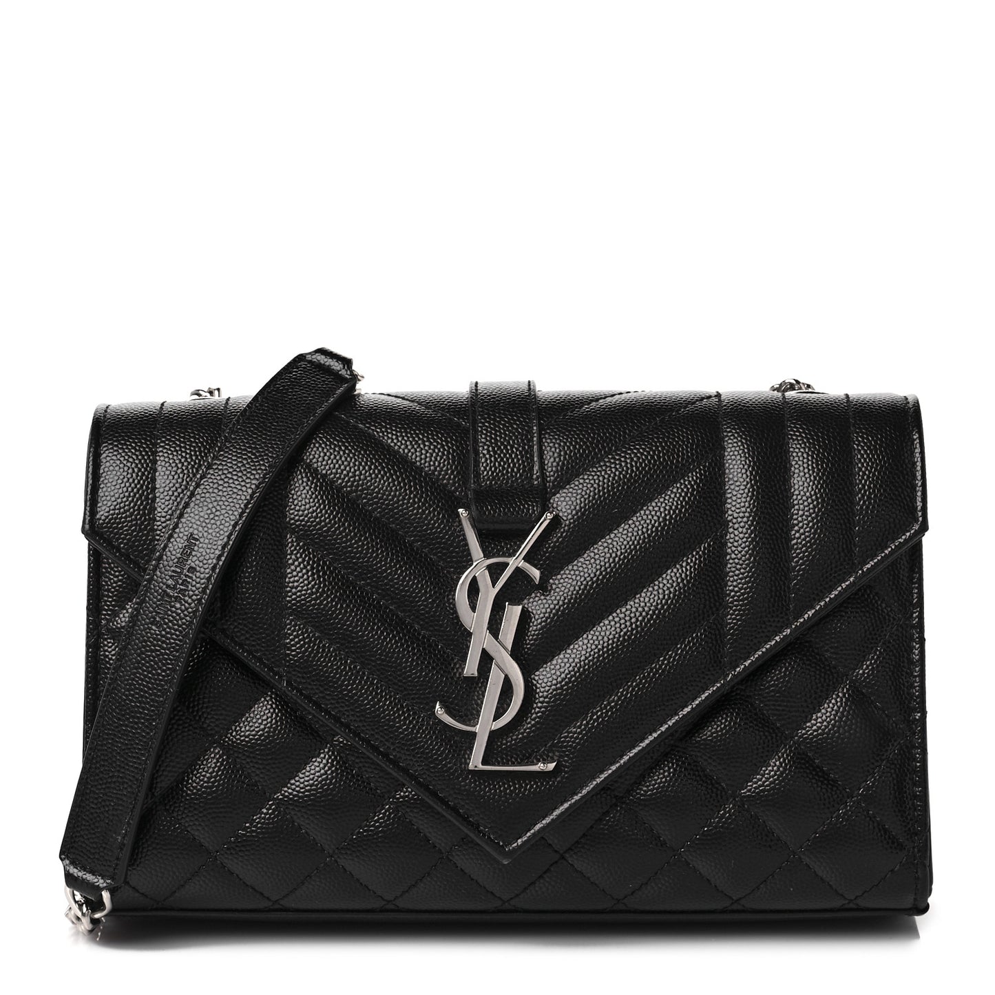 Grain De Poudre Textured Mixed Matelasse Triquilt Small Monogram Satchel Black