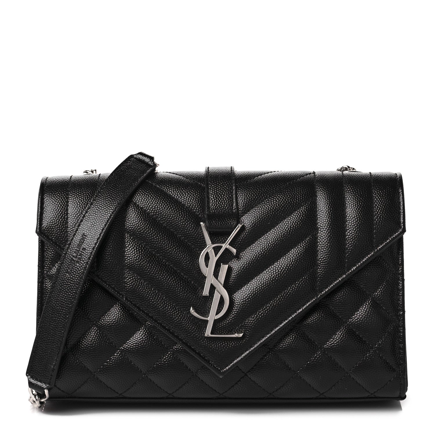 Saint Laurent Grain De Poudre Textured Mixed Matelasse Triquilt Small Monogram Satchel Black 1 of 9