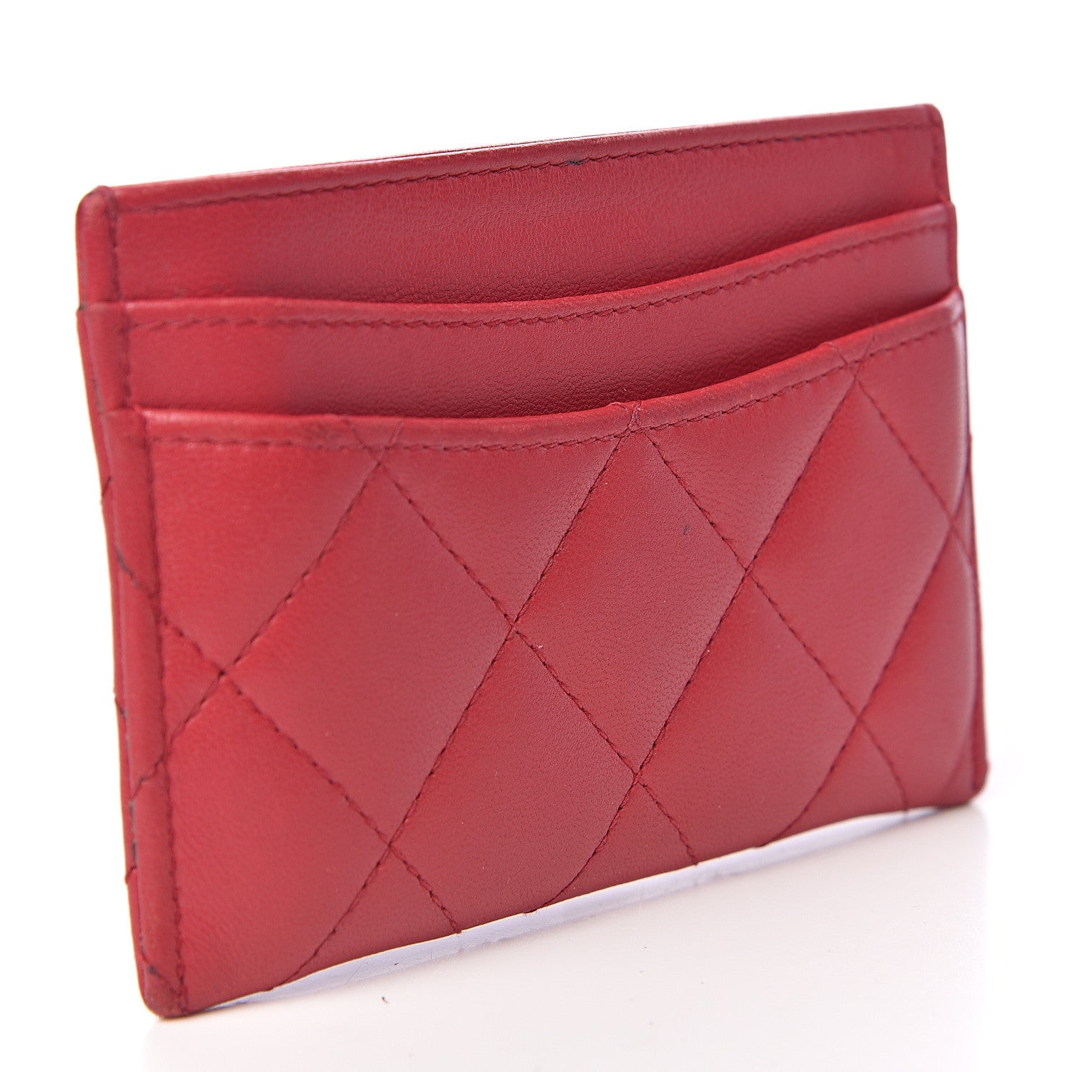 Chanel Lambskin Quilted Card Holder Dark Pink 3 of 9