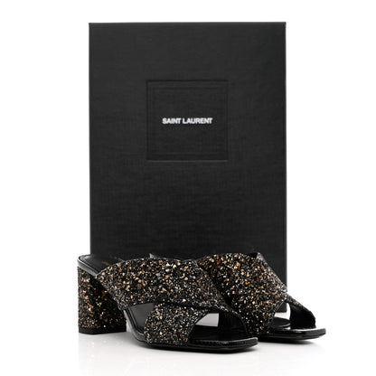 Saint Laurent Glitter LouLou 70 Mule Sandals 35 Black Gold 10 of 10
