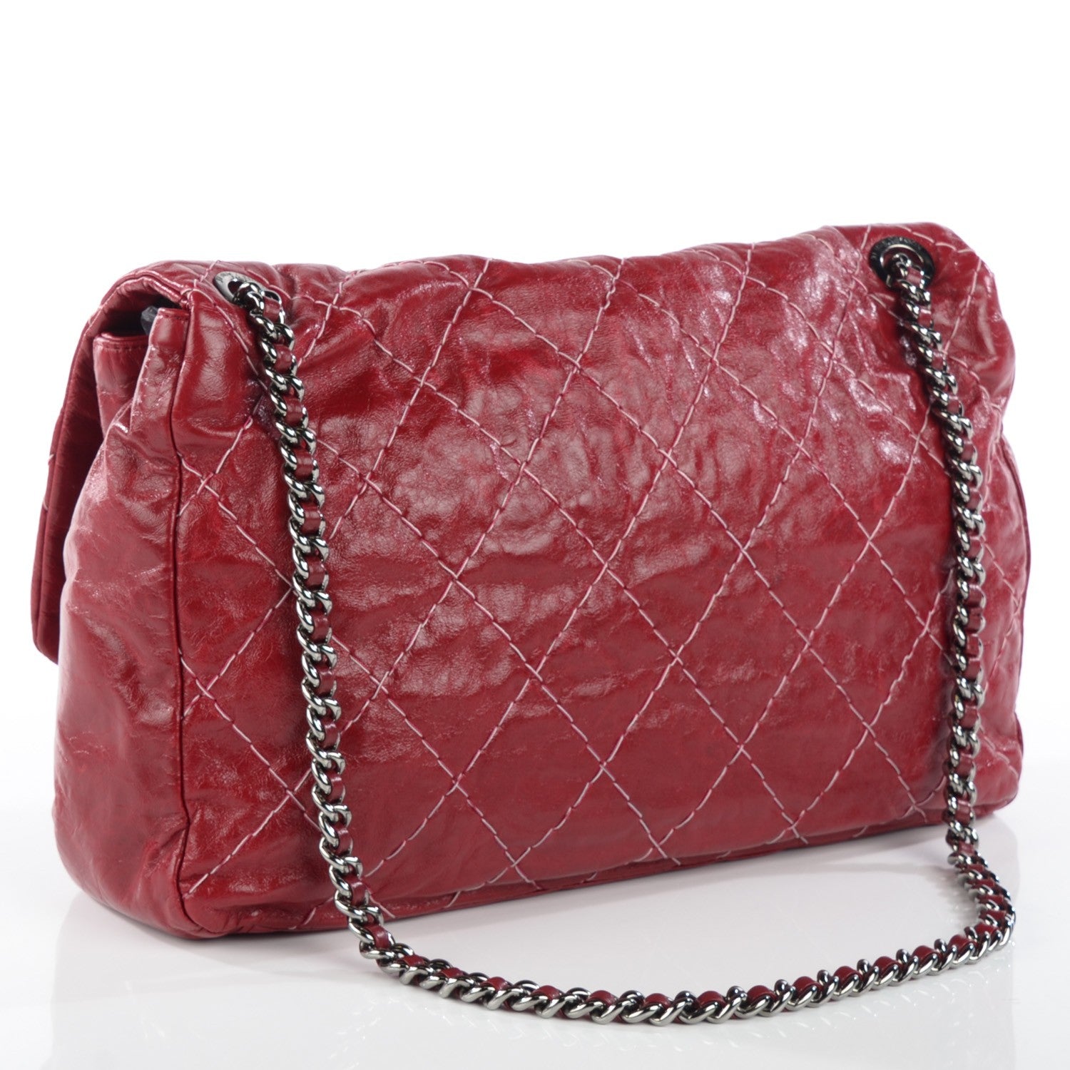 Chanel Glazed Goatskin Double Stitch Maxi Flap Red 3 of 7