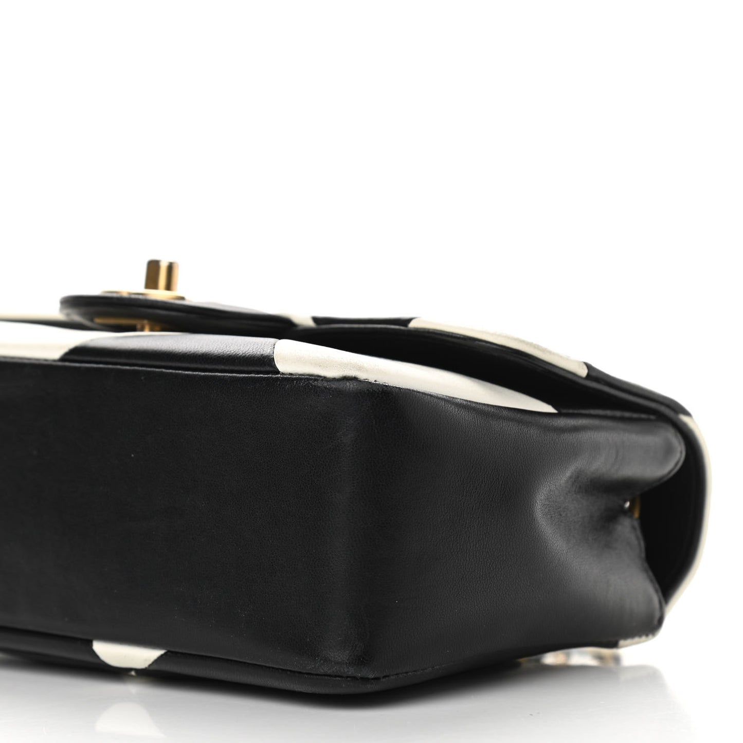 Lambskin Geometric Patchwork Mini Flap Black White