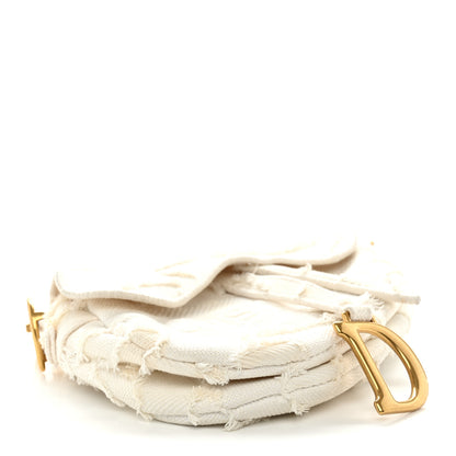 Christian Dior Canvas Embroidered Camouflage Saddle Bag White 4 of 12