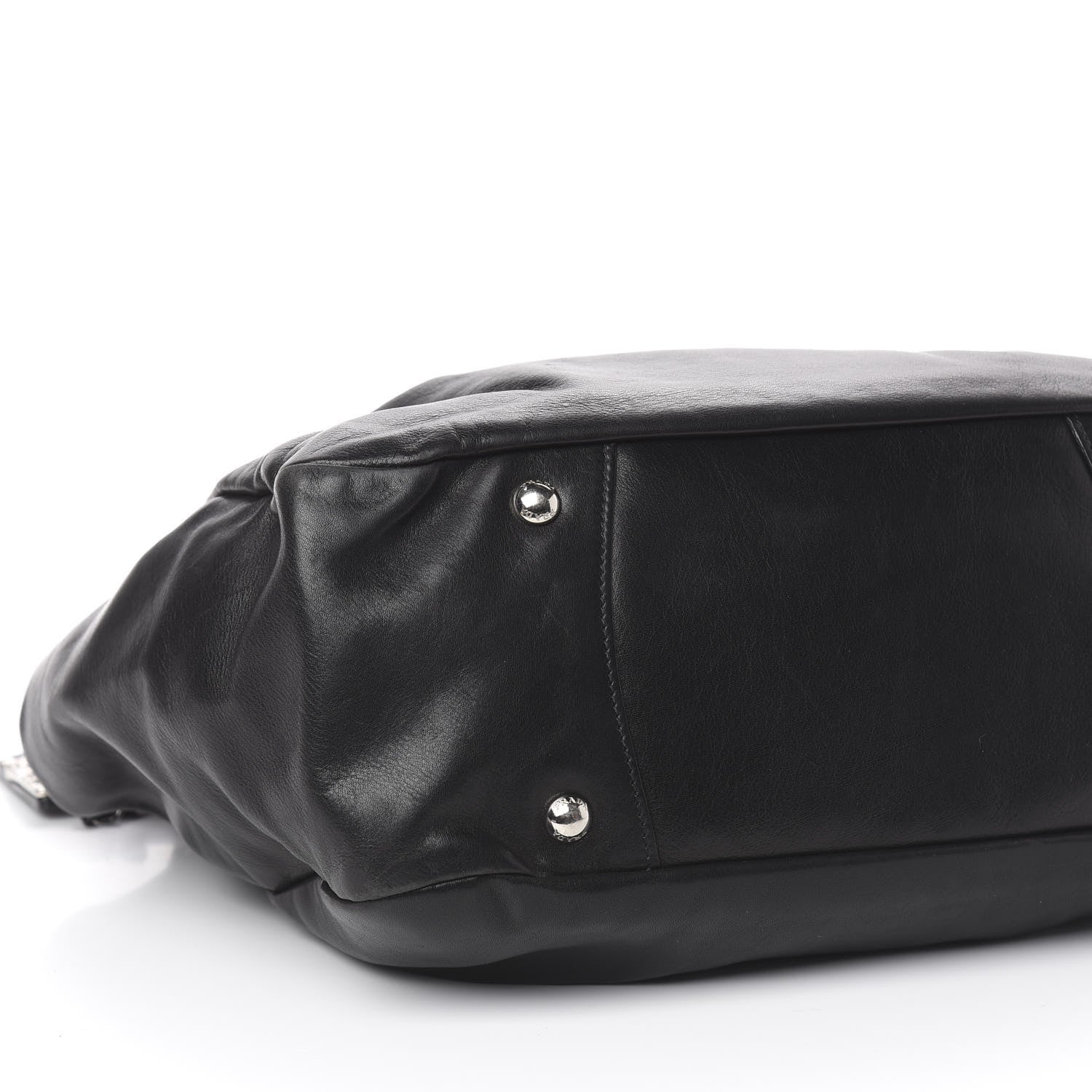 Prada Soft Calfskin Pleated Hobo Black 10 of 12