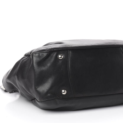 Prada Soft Calfskin Pleated Hobo Black 10 of 12