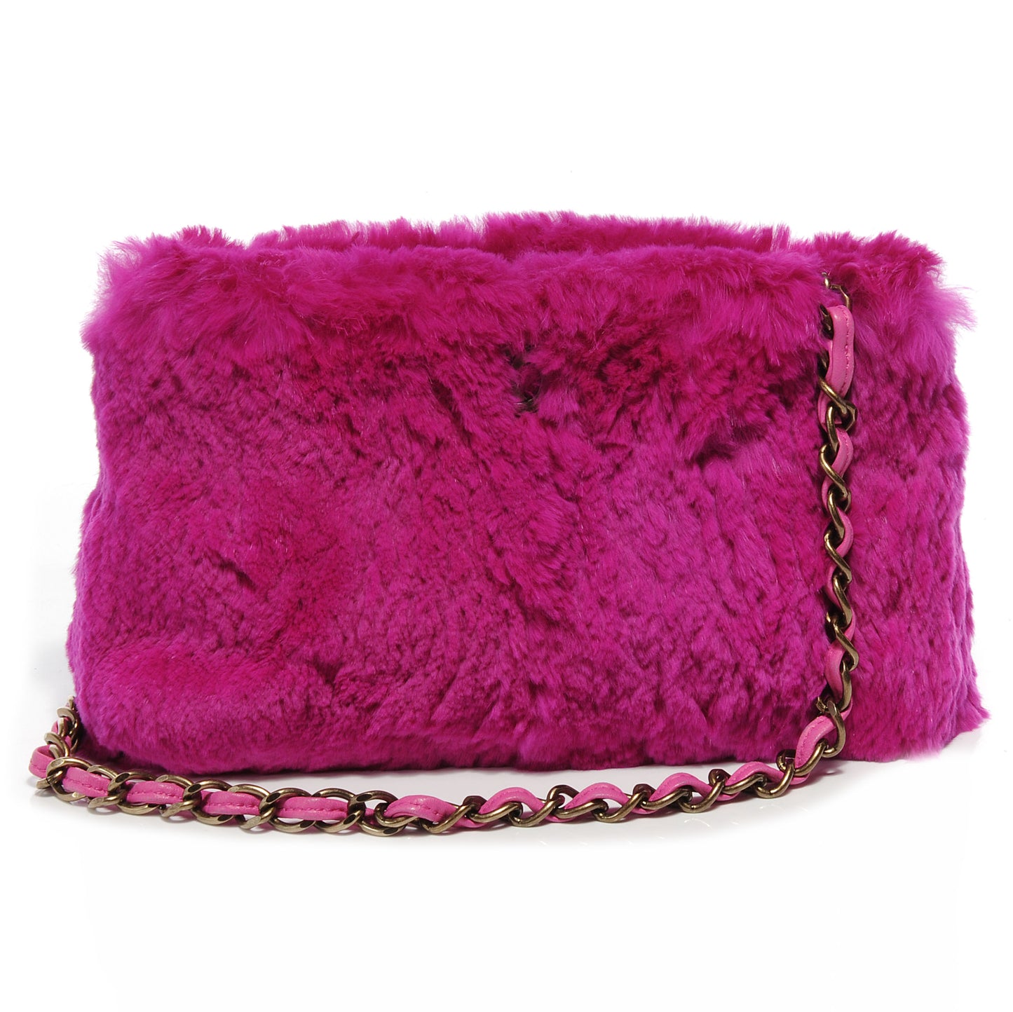 Rabbit Fur Shoulder Bag Fuchsia