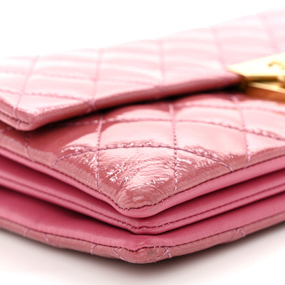 Chanel Patent Goatskin Quilted Small 3 Pocket Accordion Flap Pink 9 of 11