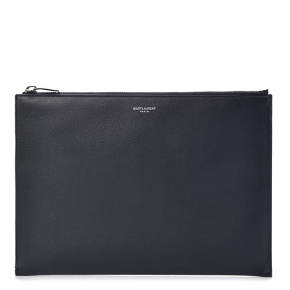 Saint Laurent Grain De Poudre Zipped Tablet Holder Marine 1 of 9