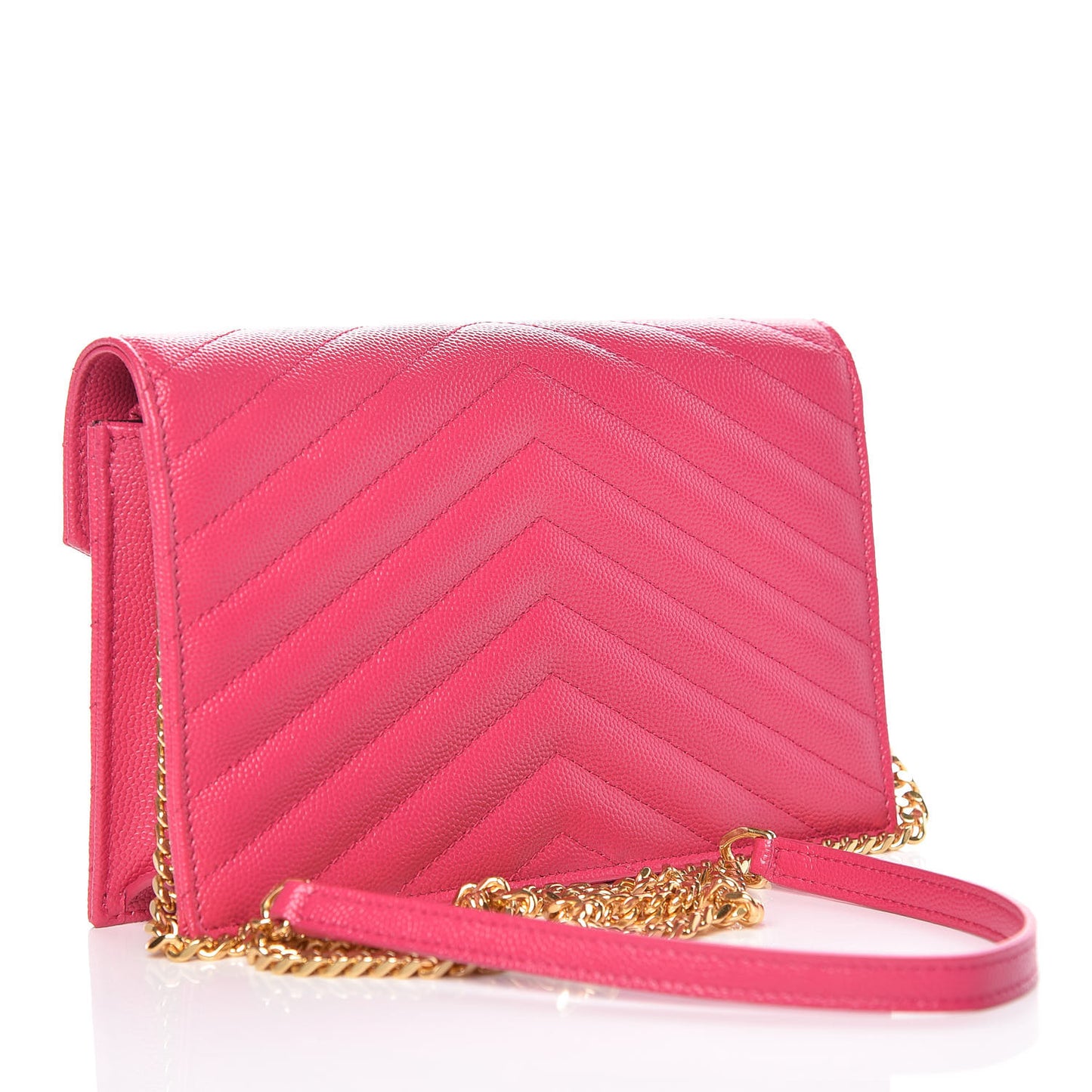 Grain De Poudre Matelasse Chevron Monogram Envelope Chain Wallet Bubblegum