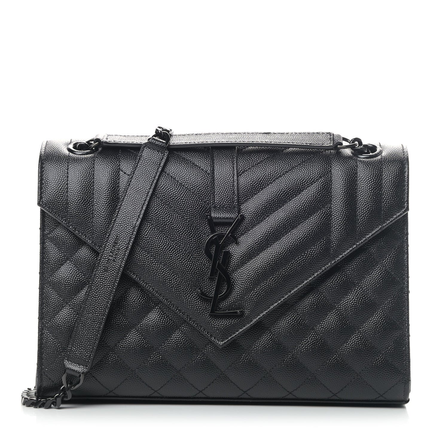Grain De Poudre Textured Mixed Matelasse Triquilt Medium Monogram Satchel Black