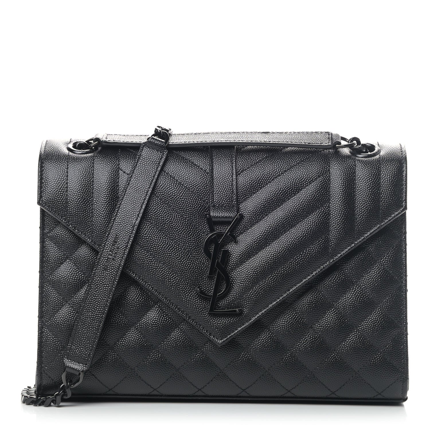 Saint Laurent Grain De Poudre Textured Mixed Matelasse Triquilt Medium Monogram Satchel Black 1 of 4