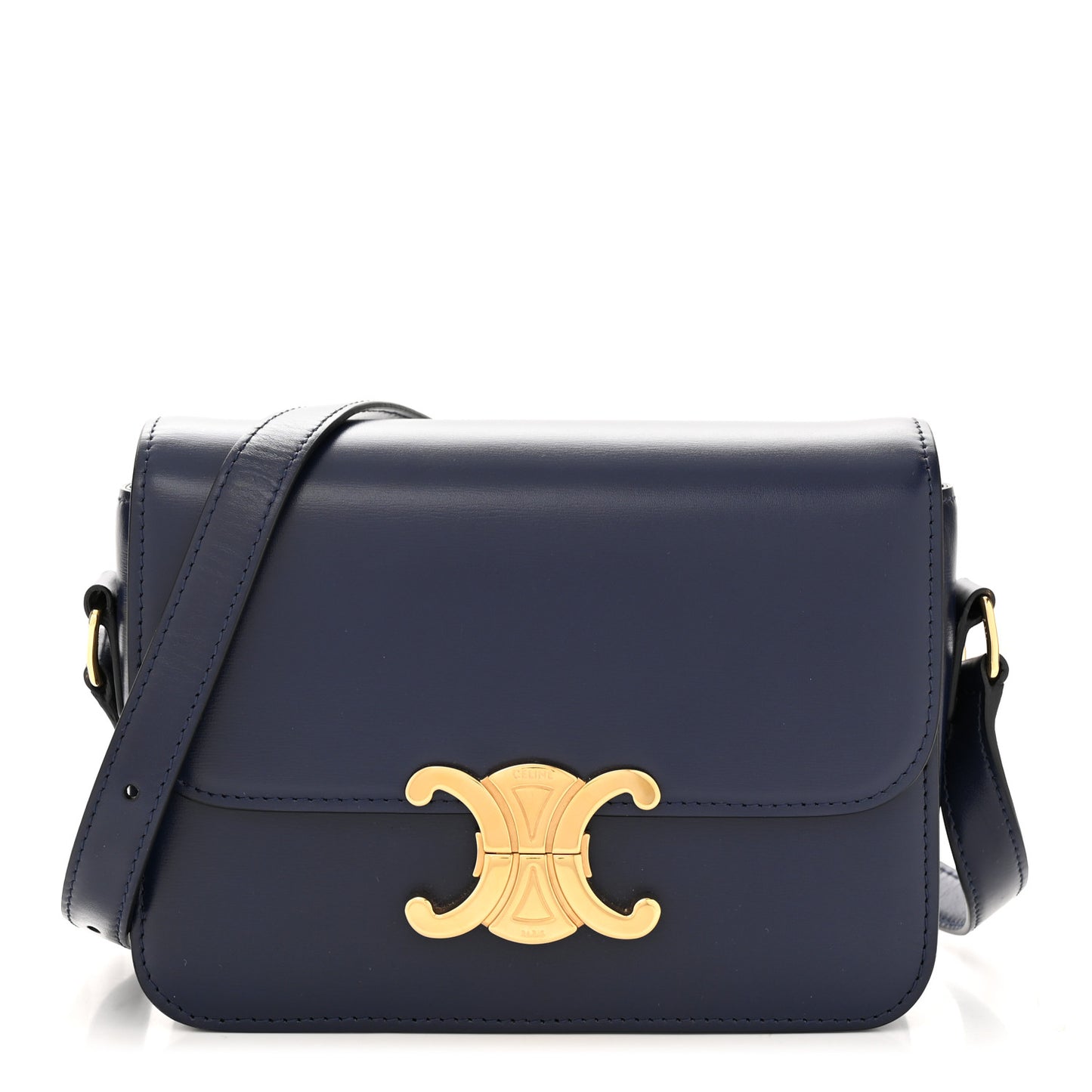 Shiny Calfskin Small Triomphe Dark Blue