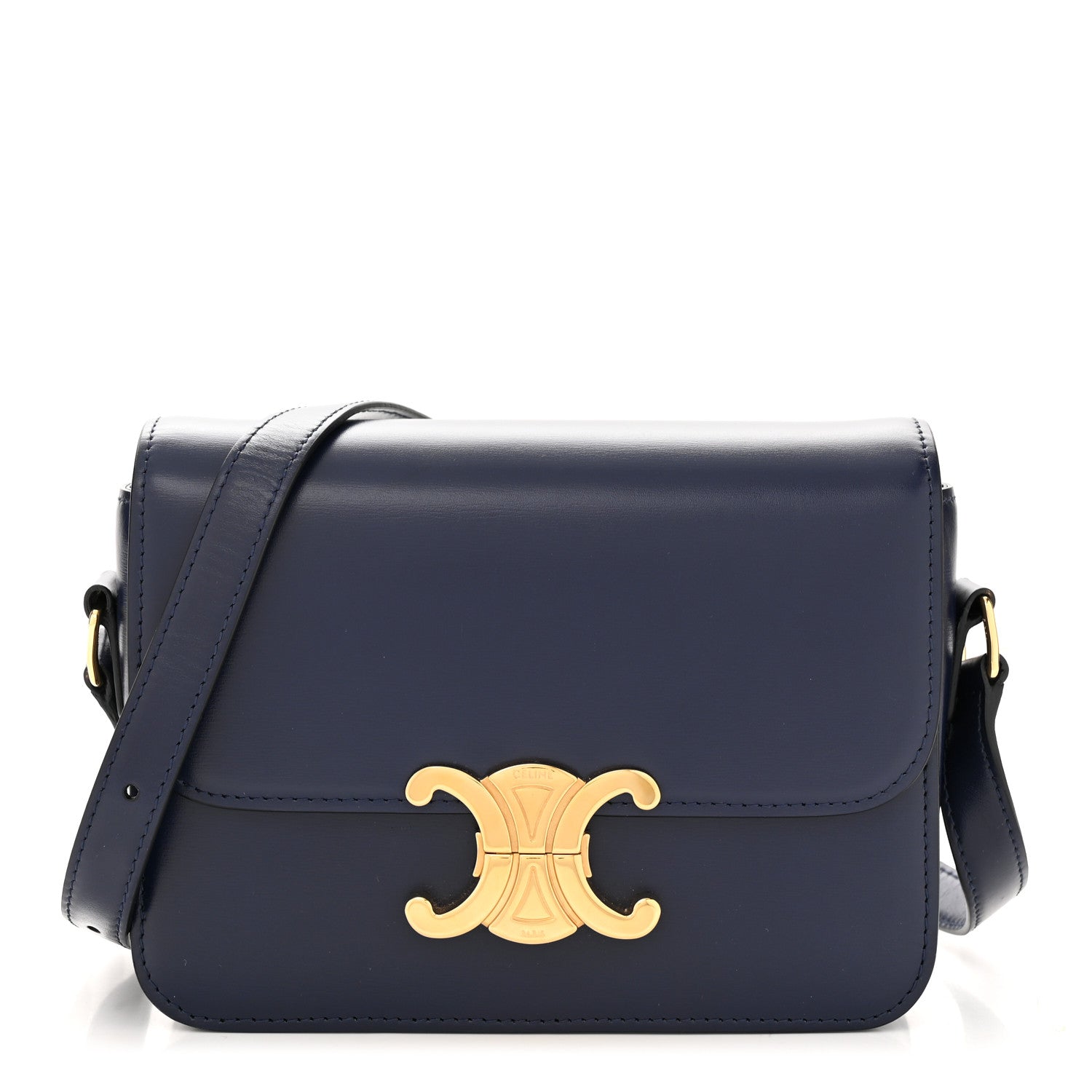 Celine Shiny Calfskin Small Triomphe Dark Blue 1 of 13