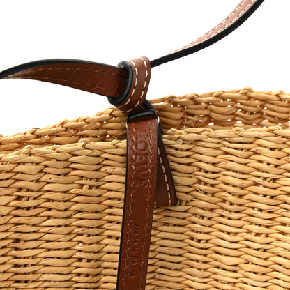 Loewe Raffia Calfskin Shell Basket Tote Natural Pecan 6 of 10