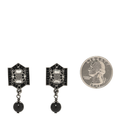 Chanel Crystal Bead CC Drop Earrings Black 2 of 5