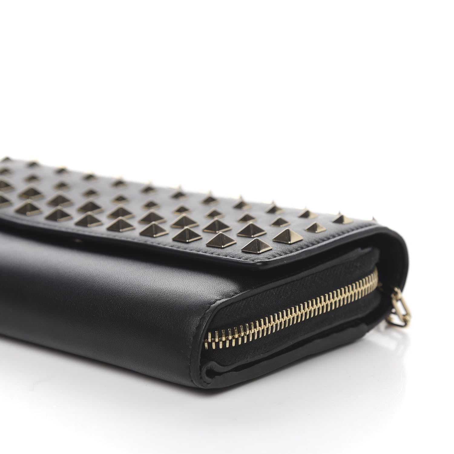 Valentino Garavani Vitello Rockstud Carry Secrets Continental Wallet On Chain Black 9 of 11