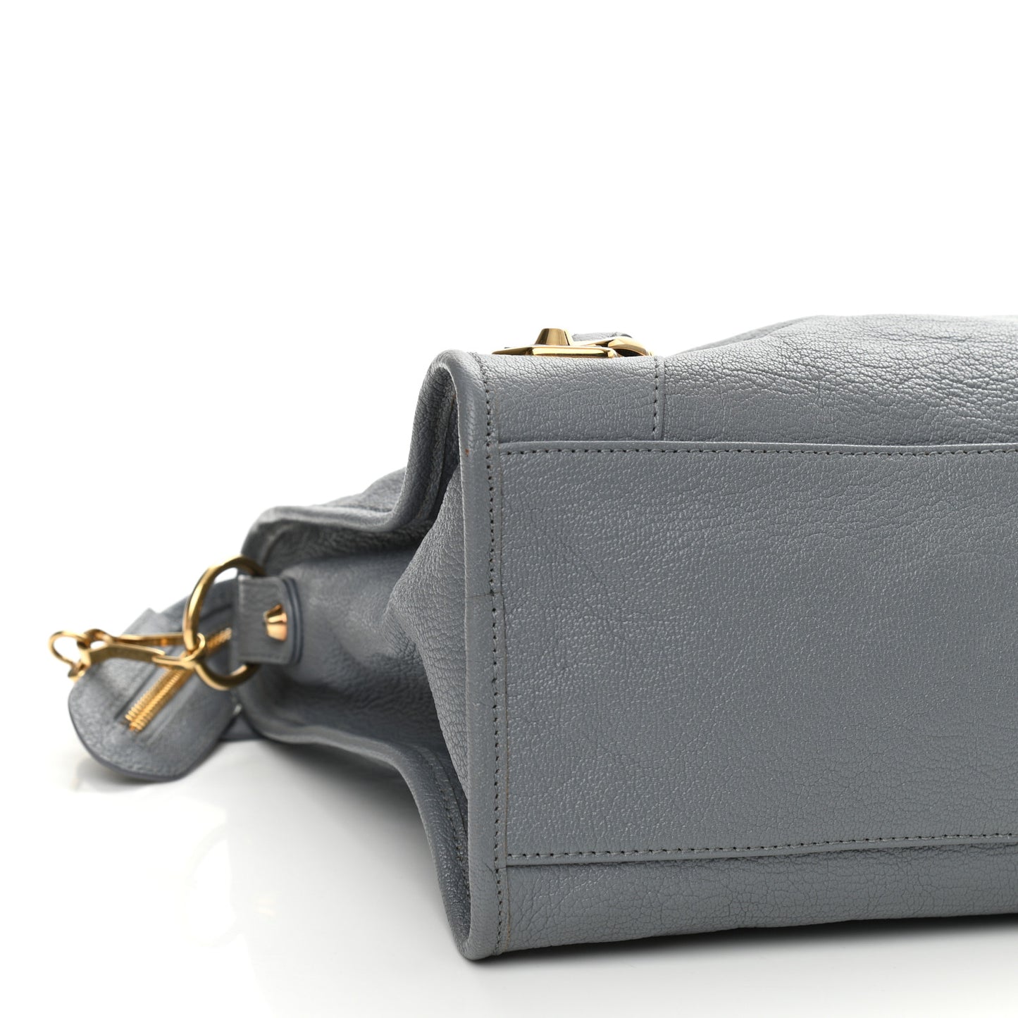 Chevre Gold Metallic Edge Hardware City Bleu Acier