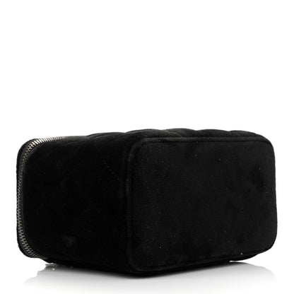 Chanel Velvet Quilted Small Vanity Case With Chain Black 4 of 11