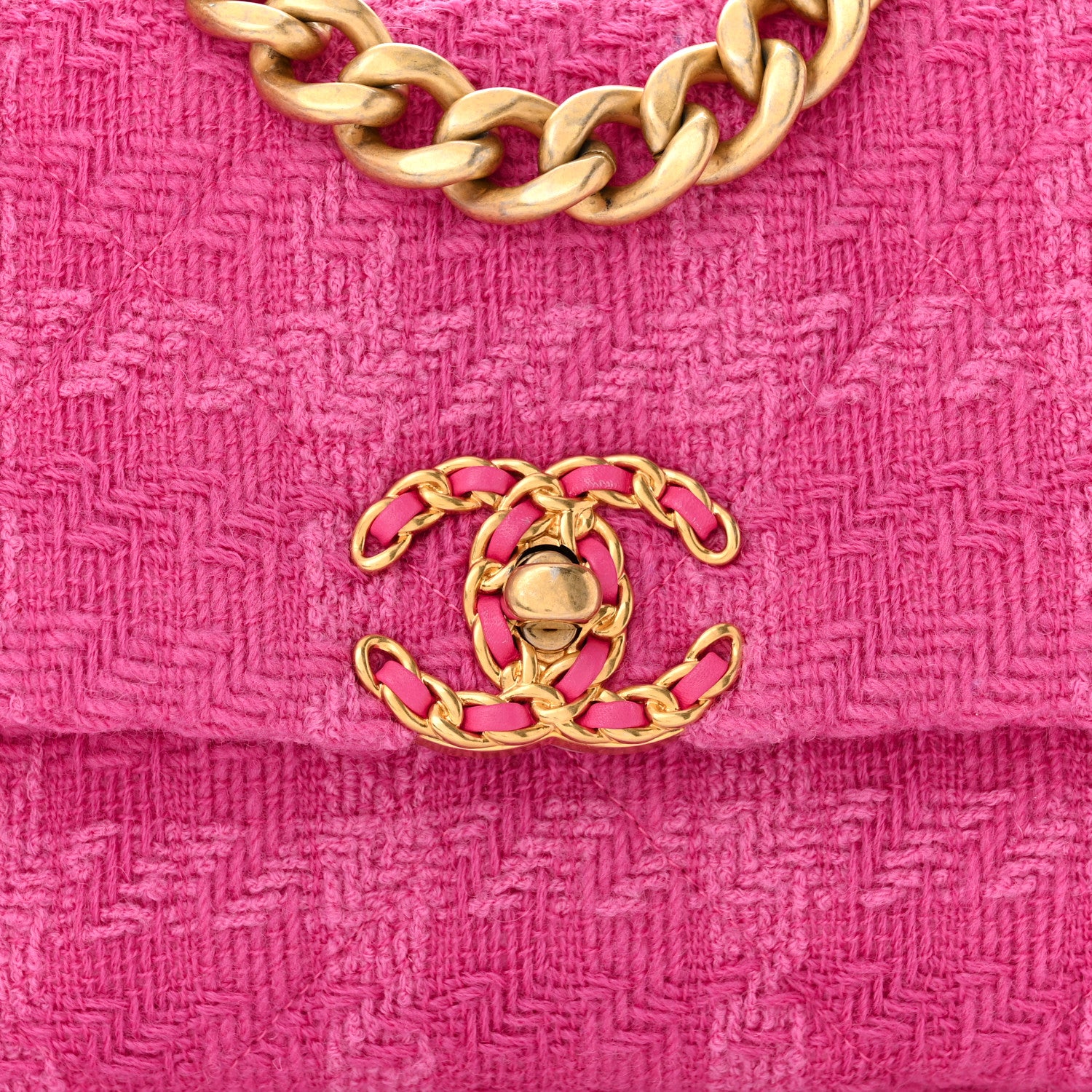 Chanel Tweed Quilted Medium Chanel 19 Flap Pink 8 of 13