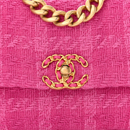 Chanel Tweed Quilted Medium Chanel 19 Flap Pink 8 of 13