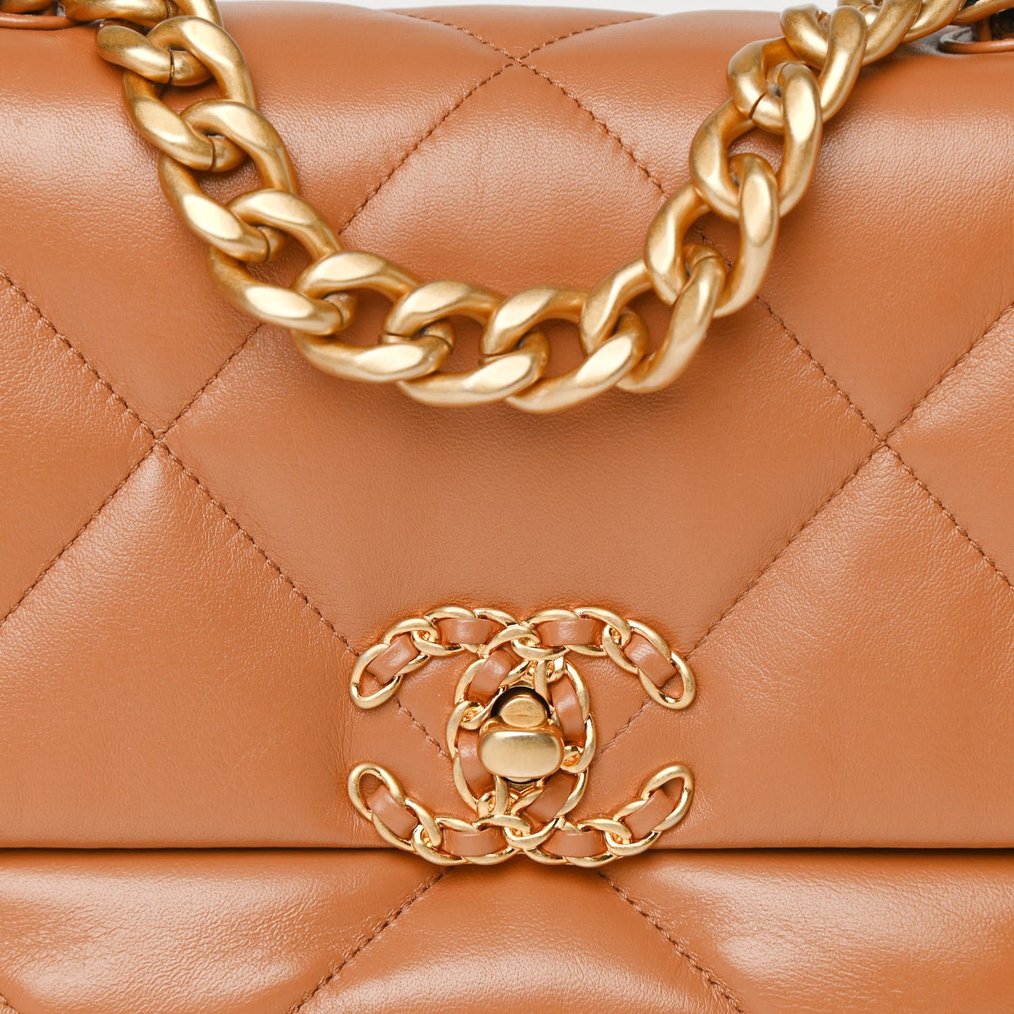 Lambskin Quilted Medium Chanel 19 Flap Brown