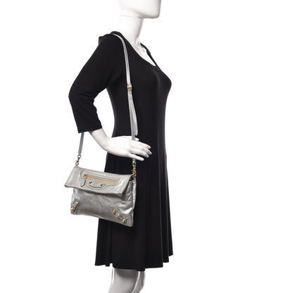 Balenciaga Agneau Giant 12 Gold Hardware Envelope Strap Clutch Gris Aluminum 2 of 11