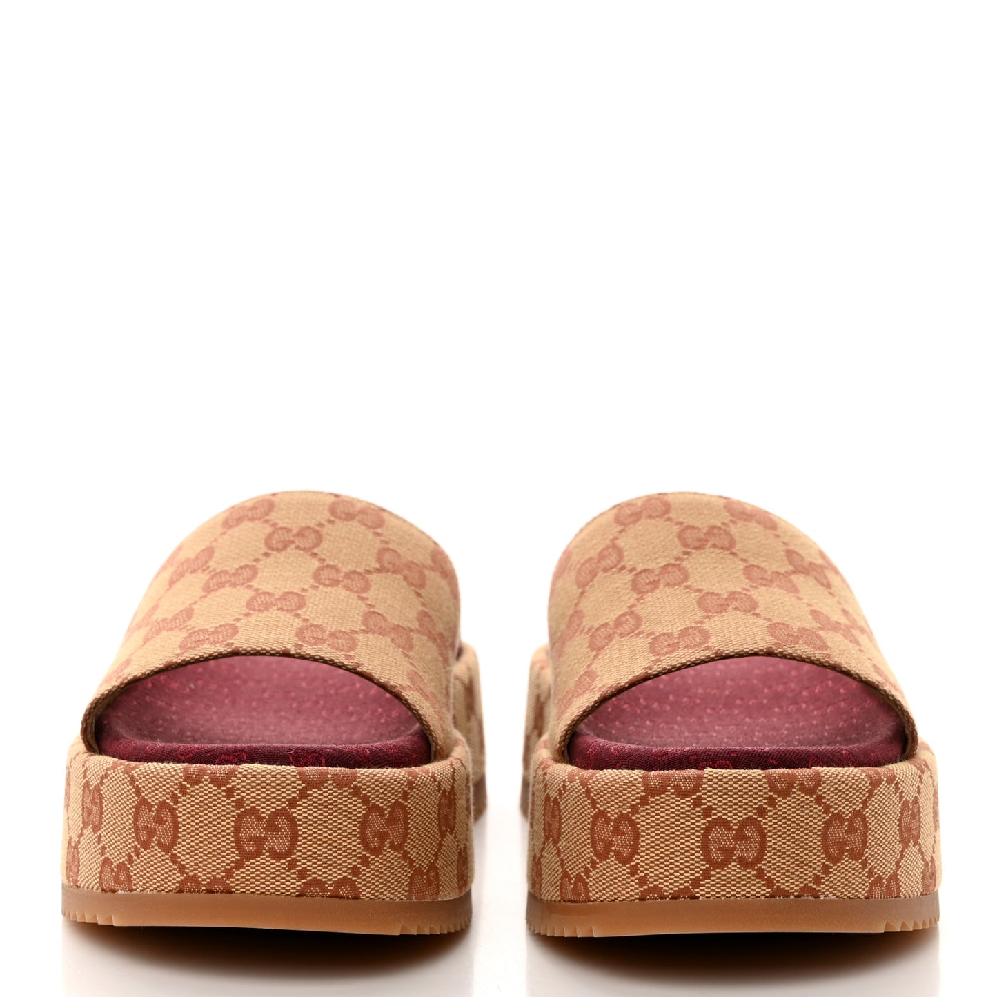 Canvas GG Monogram Angelina Platform Slide Sandals 38.5 Beige Ruggine