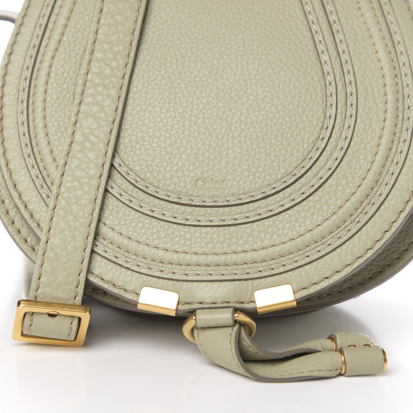Calfskin Mini Marcie Round Crossbody Bag Sage
