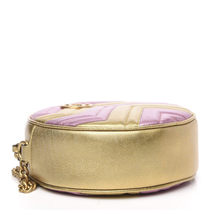 Gucci Metallic Nappa Matelasse Heart Mini GG Marmont Round Shoulder Bag Oro Vecchio Rosa 4 of 10