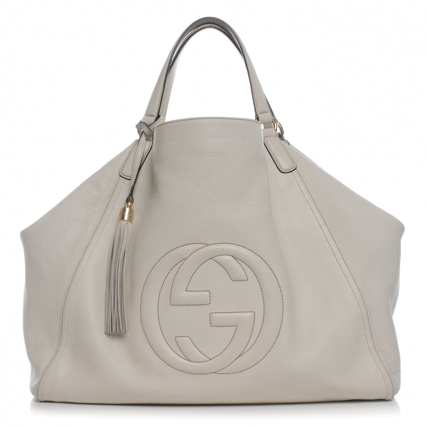 Pebbled Calfskin Large Soho Shoulder Bag Off White