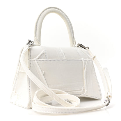 Balenciaga Denim Patchwork Small Hourglass Top Handle Bag Optic White 3 of 10