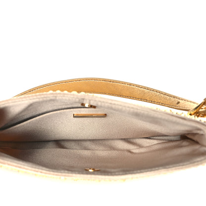 Prada Satin Crystal Cleo Adjustable Strap Shoulder Bag Platino 5 of 9