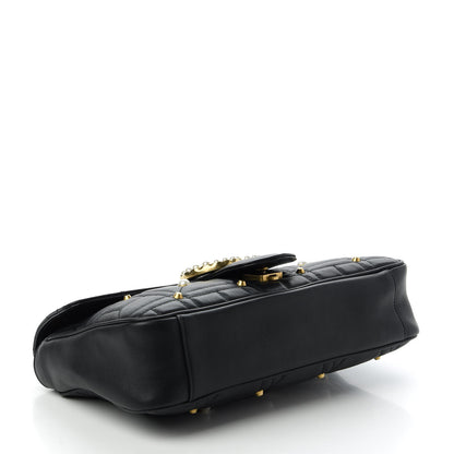Gucci Calfskin Matelasse Studded Medium Pearly GG Marmont Shoulder Bag Black 4 of 13