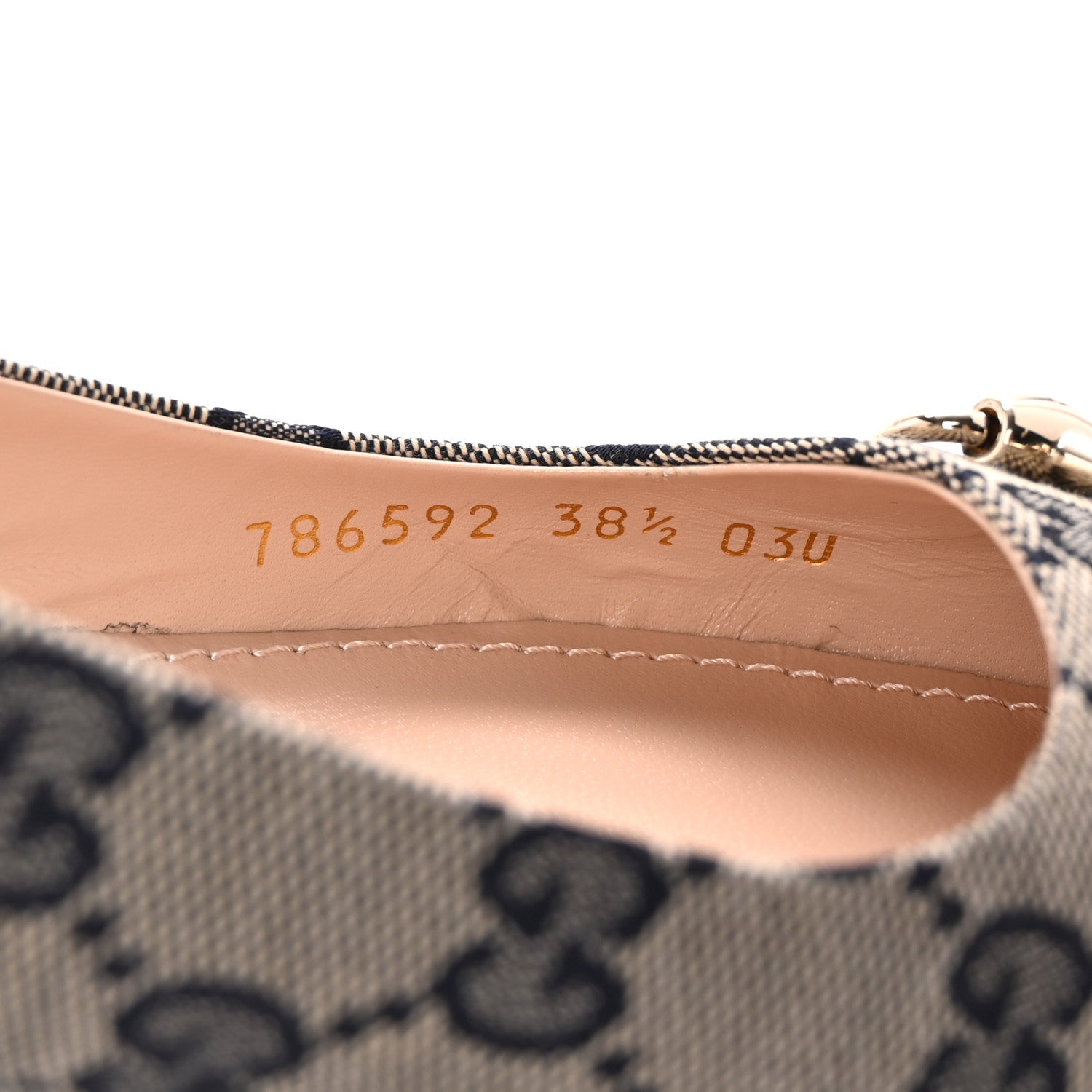 Gucci Monogram Horsebit Womens Slingback Ballet Flat 38.5 Beige Blue 9 of 10
