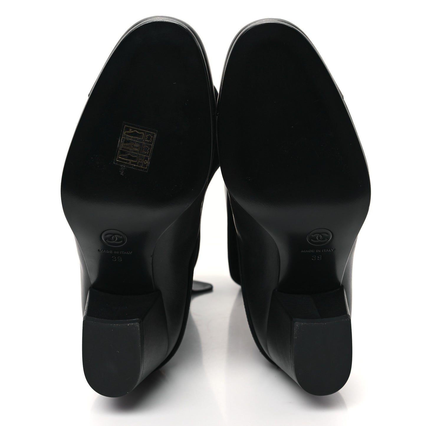Calfskin CC Fold Over Boots 39 Black